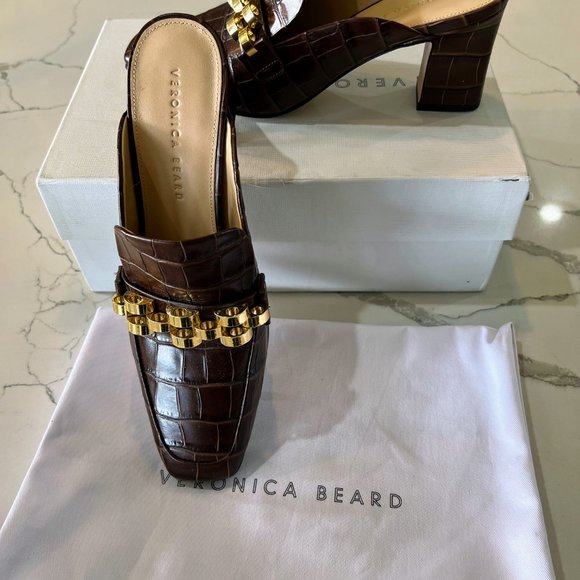 Veronica Beard Bera Chain Loafer Mule in Espresso 9 - Picture 4 of 9